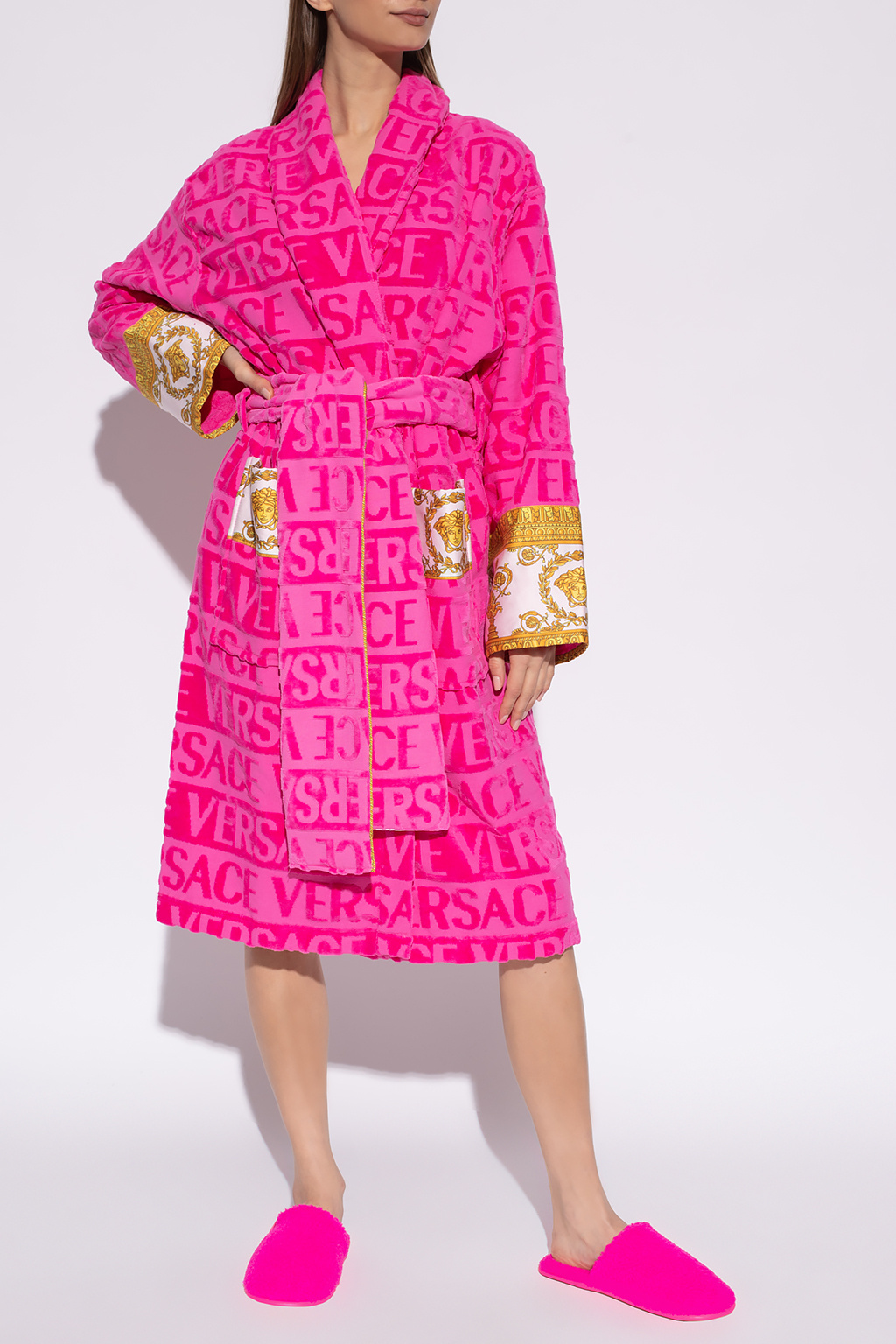 Pink Patterned Bathrobe Versace Home Vitkac Gb